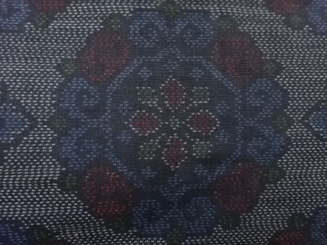JAPANESE KIMONO / ANTIQUE KIMONO / DORO OSHIMA TSUMUGI / WOVEN FLOWER CREST